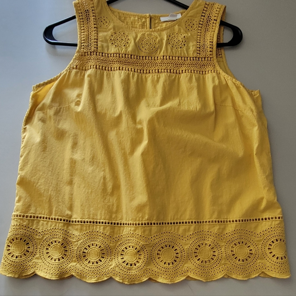 J.Jill Eyelet Embroidered Tank Top SZ SP